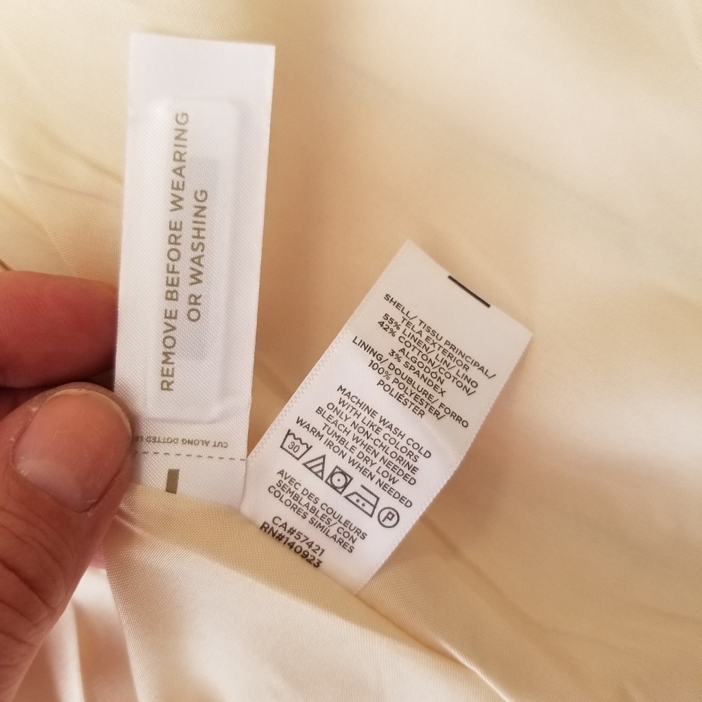 LOFT Linen Blend Cream Striped Cropped Blazer 2 NWT - Picture 13 of 15